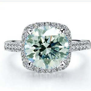 AAA+ Quality 3.10Ct Vvs1-,.ice Blue <b>White</b> <b>Round</b> Moissanite Diamond Heart 925 Silver Ring Cus-Jew50 - Product Image 1