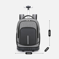 Mochila Impermeable con Ruedas para Portátil, Material de Nylon y Cuero, Bolsa de Viaje Escolar para Portátil