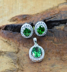 925 argent Sterling Boho Style vert Quartz pierres précieuses boucles d'oreilles pendentif ensemble plaqué or tendance bijoux faits à la main pour les femmes - Product Image 4