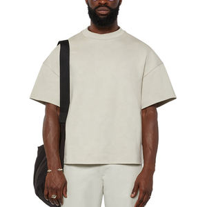 T-shirt lourd surdimensionné pour hommes 100% coton de haute qualité coupe ample minimaliste avec haut Streetwear Premium à manches courtes - Product Image 4