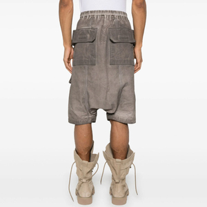 Shorts courts streetwear personnalisés de haute qualité, gris vieilli, effet délavé, surteintés, taille élastique, poches, shorts délavés à l'acide - Product Image 2