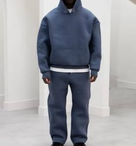 Ensemble survêtement unisexe surdimensionné en coton 100% respirant bleu, fabricant, poids lourd 500 g/m², sweat-shirt et pantalon de jogging pour homme - Product Image 3