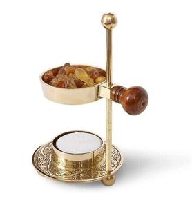 Brûleur d'encens en laiton de luxe et porte-parfum de maison pour décor de table au parfum de lavande et de thé d'Inde - Product Image 3