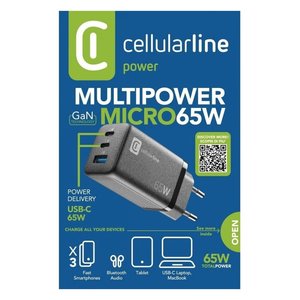 Cargador USB Tipo-C, USB Tipo-A MULTIPOWER MICRO 65W GaN Power Delivery Negro ACHUSBGAN3PD65WK - Product Image 2