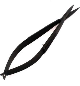 Tijeras de Doble Acción con Resorte para Manicura Rusa, Pestañas y Cejas, de Acero Inoxidable Negro Mate, por Life Care Instruments - Product Image 5