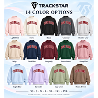 Sweat-shirt surdimensionné à col montant bleu roi personnalisé pour femme, avec appliqué brodé Trackstar, marque privée OEM