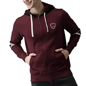 Sweat à capuche en molleton de coton multicolore de qualité supérieure pour hommes sweat à capuche bicolore veste zippée douce broderie manteau d'hiver teint uni - Product Image 5