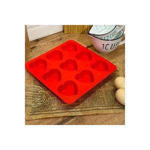 อุปกรณ์ทำเค้กซิลิโคนรูปหัวใจและช็อคโกแลต9ชิ้นแบรนด์ทั่วไปอุปกรณ์ทำเค้กจำเป็น - Product Image 1