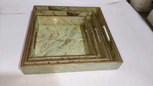 Elegante juego de bandejas de madera para servir con impresión artística de esmalte y diseño de lámina dorada multiusos para café, aperitivos y hora del té - Product Image 5
