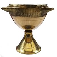 Nitya Udipi Diya verre borosilicate laiton Table Diya lampe à huile avec couvercle en verre lanterne Diya Puja Home Decor et Diwali 5.5 pouces