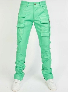 Venta al por mayor de pantalones de cuero con logotipo personalizado de los hombres de alta calidad al aire libre desgaste transpirable elegante Slim Fit Durable cómodo Rock moda - Product Image 4