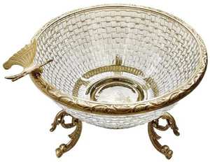 Bol de service en laiton et verre transparent pour la maison hôtel restaurant vaisselle de table fruits de couleur dorée bol de service en chocolat - Product Image 5