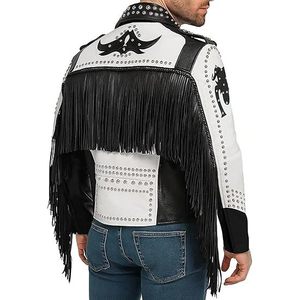 Veste de motard réversible punk rock en cuir de vache véritable avec fermeture éclair - Product Image 3