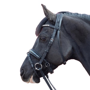 Brida ecuestre de charol de alta calidad Clear Wave Brow-Band Side Grip Noseband para montar a caballo - Product Image 1