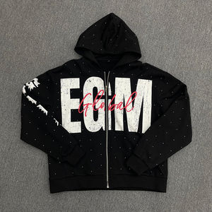 เสื้อมีฮู้ดติดซิปสำหรับผู้ชายเสื้อมีฮู้ดผ้าปักโลโก้ผ้าเฟรนช์เทอร์รี่แนวสตรีท - Product Image 5