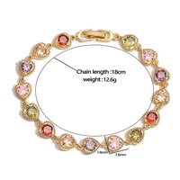 Pulsera de Latón con Corazón y Piedras Preciosas YYN, con Piedras de Circonia Cúbica Coloridas, Joyería Elegante y Ligera de Lujo para Mujer, Fabricante, Venta al Por Mayor