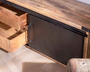 Mueble de TV Caractere grande 200cm 2 puertas 2 cajones metal y madera - Product Image 6