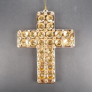 Décoration de Noël Nouvel An Ornement de croix en pointillé acrylique imprimé or clair - Product Image 1