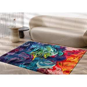 Vibrant Floral Printed <b>Rug</b>, Luxury, Modern, Non-Slip, Large, Colorful,Goblen <b>Rug</b> - Product Image 1