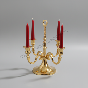 Candélabre en aluminium doré Pièce maîtresse de sol en métal Mariage Noël Décoration de la maison Bougeoirs Lanternes Usine Exportateur - Product Image 5