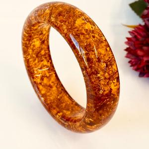 Bracelet en ambre cognac fabriqué en ambre baltique naturel 62 mm ; Bracelet en ambre doré couleur cognac - Product Image 1
