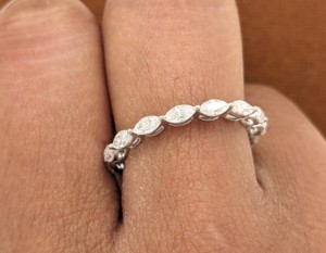 1.20 Ct Marquise Cut Lab Grown Diamond Femmes Solide 14K Blanc Vintage Alliance Full Eternity Bijoux Cadeau D'anniversaire - Product Image 6