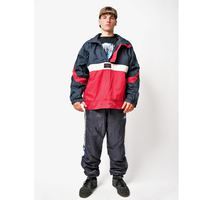 Veste Anorak Rétro Homme Vintage Légère 100% Coton Coupe-Vent à Capuche Demi-Zip Bleu Marine Rouge Style Années 80 90 Rave Pull Automne