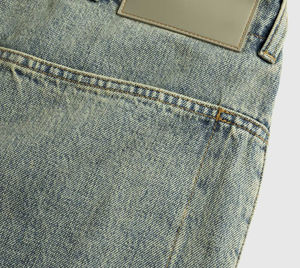 Jeans de Mezclilla Azul Vintage de Alta Calidad, Estilo Holgado, Pierna Ancha, Lavado Técnico, Cintura Media, Talla Grande, Tejido de Punto - Product Image 4