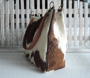 Genuine Fur <b>Leather</b> Women Tote Bag Stylish Look Women Fur <b>Shopping</b> Bag Genuine Hairon Cowhide Tote Bag - Product Image 2