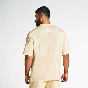 T-shirt à épaules tombantes en coton 100% pour homme coupe moderne avec manches larges et tissu épais lourd - Product Image 2