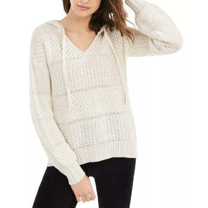 Felpa con Cappuccio in Maglia Mista American Rag per Ragazzi, Bianca, Taglia Media - Top Corto Traspirante con Motivo 3D e Colletto con Cappuccio da Donna - Product Image 1