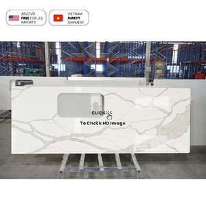 Precio directo de fábrica Losa de cuarzo Calacatta Gold Proyecto residencial Co-Ops Isla de cocina Losa de piedra de cuarzo artificial - Product Image 4