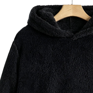 <b>Mens</b> <b>Sherpa</b> Fleece Lined Oversized <b>Hoodie</b> Solid Color Pullover Soft Plush Warm Winter Casual Full Sleeve Cozy Outdoor Wear - Product Image 3