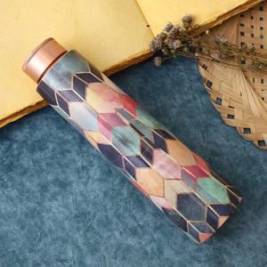 Fabricant de bouteilles d'eau en cuivre pur et fait à la main Bouteilles de stockage d'eau de voyage avec couvercle Bouteille en cuivre imprimée en émail - Product Image 6