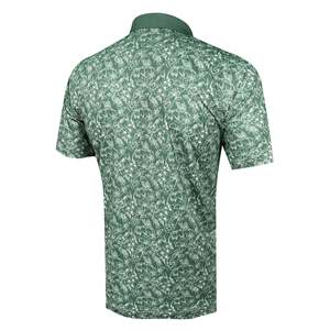Handee Green Men's Golf Coat White Bird/Flower Print 100% Polyester Knitted Fabric Sublimation Transfer Print Quick Dry Short - Product Image 2