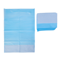 Bavoirs dentaires jetables haut de gamme imperméables, 2 plis en tissu, 1 pli en poly, bleus, 36*66+10CM, certifiés pour cliniques, vente en gros