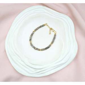 18K Gold Plated Labradorite Beaded <b>Bracelet</b> Garnet Other Gemstone Ball-shaped <b>Bangles</b> Gift with Number Gold Filled Main Stones - Product Image 3