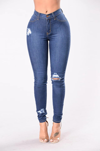 Comfortable Fashion Versatile Elastic Waist Casual Vintage Denim Pants Ladies High Quality 100% Cotton Quick Dry Custom Logo OEM - Product Image 5