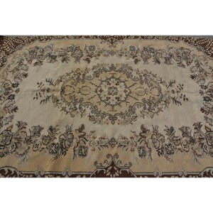 Alfombra turca vintage clásica marrón beige 5,8x9,2 pies de lana de retazos de área grande con respaldo de látex para pasillo o dormitorio - Product Image 5