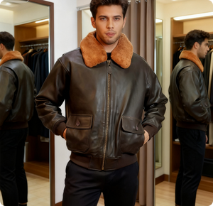 แจ็คเก็ตหนังแท้ผู้ชายแบบสั่งทำพิเศษ คอตั้ง สไตล์เลตเตอร์แมน วาร์ซิตี้ ผ้าแคนวาส ระบายอากาศ แห้งเร็ว สีพื้น สำหรับฤดูหนาว - Product Image 3
