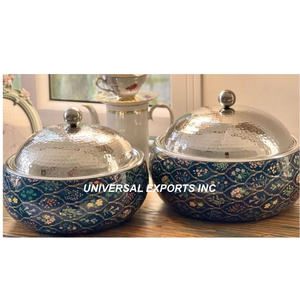 Calentador de Comida de Metal con Acabado Dorado, Calidad Premium, Cazuela Hecha a Mano, Calentador de Comida de Metal de Diseño Clásico y Elegante - Product Image 4