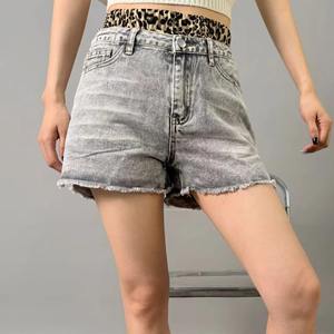 กางเกงยีนส์ขาสั้นลำลองสำหรับผู้หญิงกางเกงขาสั้นผ้าเดนิมผ้าฝ้าย100% ฟอกกางเกงขาสั้นระบายอากาศได้ตามต้องการ - Product Image 3