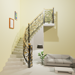 Garde-corps d'escalier en fer forgé à la main et garde-corps d'escalier en fer ornemental pour des conceptions d'escaliers intérieurs classiques, modernes et rustiques - Product Image 6