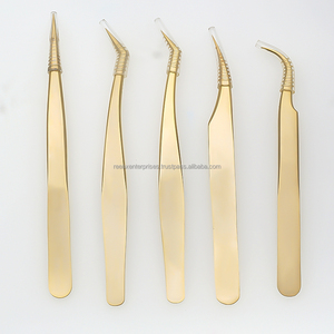 แหนบติดขนตาปลายแหลม สแตนเลสสีทอง คุณภาพเกรด A+ สำหรับโลโก้ส่วนตัว - Product Image 1