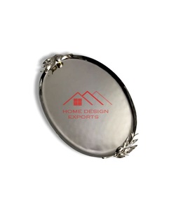 Bandeja para servir alimentos de Metal hecha a mano con acabado dorado 2025, bandeja para servir alimentos y bebidas de lujo con diseño personalizado - Product Image 4