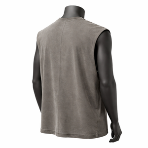 Camiseta sin mangas para hombre, color sólido, minimalista, de algodón premium, estilo urbano, para gimnasio, fitness, musculación, con logo personalizado, chaleco de verano - Product Image 6