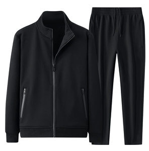 Survêtement de sport noir en tricot, survêtement personnalisé en molleton de coton pour hommes - Product Image 5