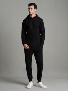 Men's Stylish Athletic Hoodie Lightweight Long Sleeve Pullover Hoodie Winter Sport Hoodie In Black Color - Product Image 4