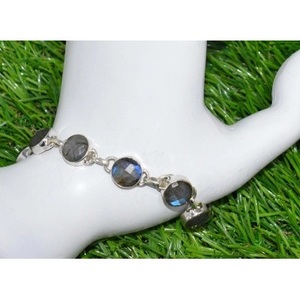 Labradorite Beaded <b>Bracelet</b> 925 Sterling Silver Bohemia <b>Ball</b> <b>Bracelet</b> Gold Plated Rose Gold Heart Charm Perfect Gift - Product Image 2