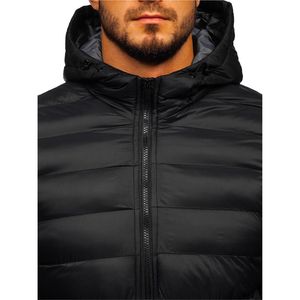 Chaqueta de invierno con logotipo personalizado para hombre con cuello levantado de lona de gran tamaño grueso y cálido, chaqueta acolchada estilo burbuja - Product Image 4